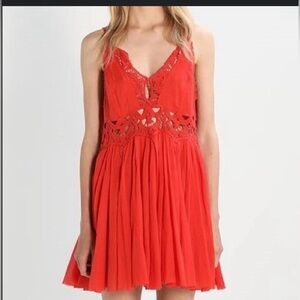 Free People FP One Red Coast Boho Mini Dress Size Medium